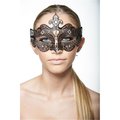 Kayso Black Luxury Metal Venetian Medieval Laser Cut Masquerade Mask with Clear Rhinestones One Size BB005BK